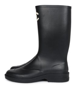 Chanel Black High Caoutchouc CC Boots