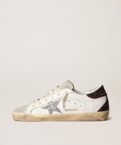 Women's Super-Star with silver star and brown glitter heel tab