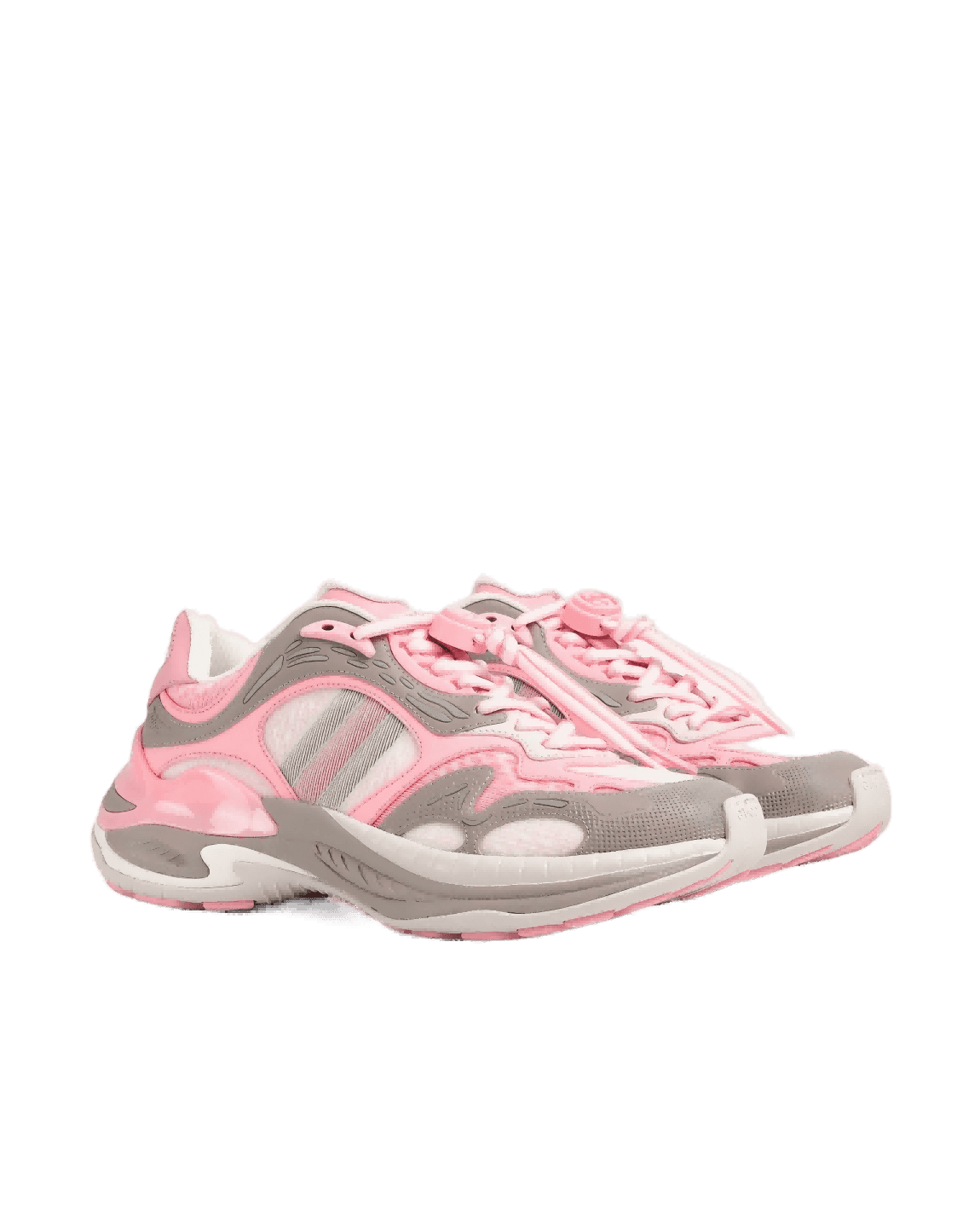 Gucci - 2.0 Mesh & Leather Pink / Grey Low Top Sneakers - Image 2